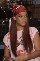 Rihanna Wearing Pink Shirt Side Eye Meme GIF