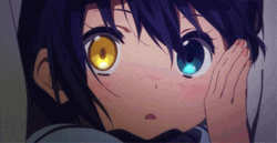 Rikka Blinking And  Blushing GIF