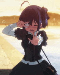 Rikka Peace Pose While Crying GIF