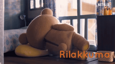 Rilakkuma Teddy Bear Laying On Floor GIF