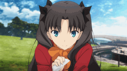 Rin Tohsaka Attempting To Wipe Shirou Emiya GIF