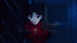 Rin Tohsaka Seriously Speaking While Moving GIF