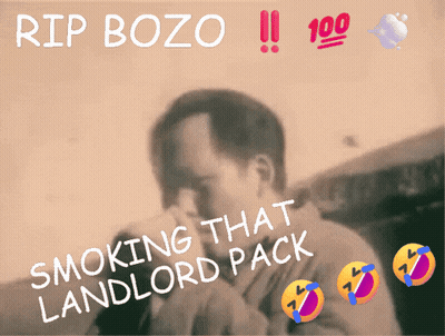 Rip Bozo Smoking Landlord Pack Man Covering Nose GIF