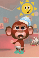 Rise And Shine Cartoon Baby Monkey GIF