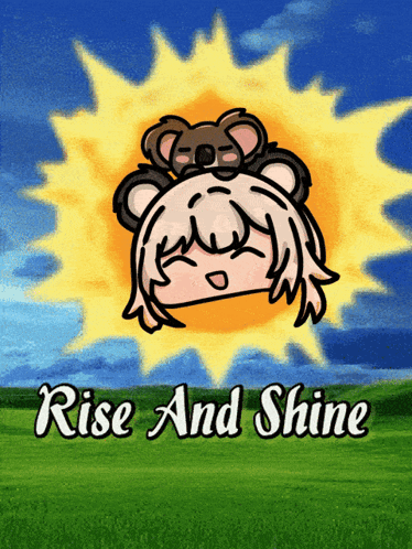 Rise And Shine Poster With Sun And Girl GIF