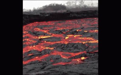 River Of Lava Coming Out Of Ground GIF