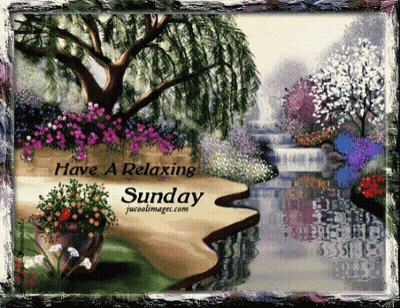 River Painting Saying Have A Relaxing Sunday GIF