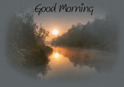 River Painting With Good Morning GIF