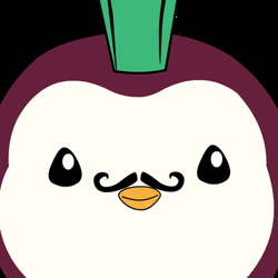 Rizzler Purple Pudgy Penguin Stretching Mustache GIF