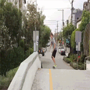 RKO Skateboard Bridge Fall GIF