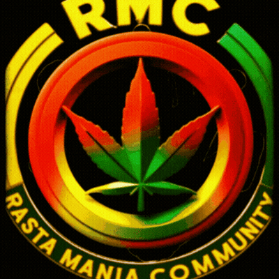 RMC Rasta Mania Logo With Marijuana Leaf GIF
