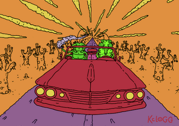 Roaches Driving Red Car GIF