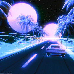 Road Night View Two Super Moons GIF