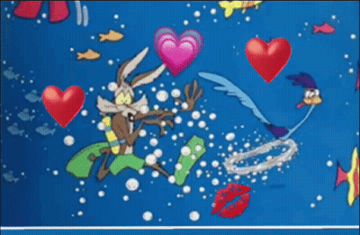 Road Runner With Hearts Saying Love GIF