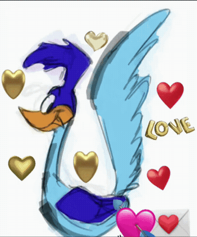 Road Runner With Hearts Saying Love GIF