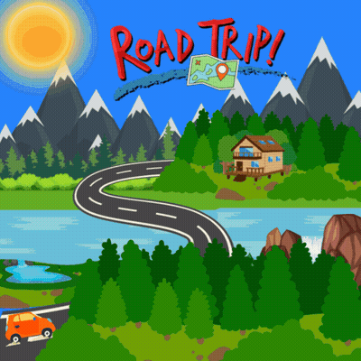 Road Trip With Mountains And Trees GIF