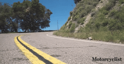 Road With Motorcyclist Text GIF