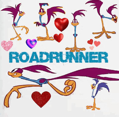Roadrunner With Hearts And Balloons GIF
