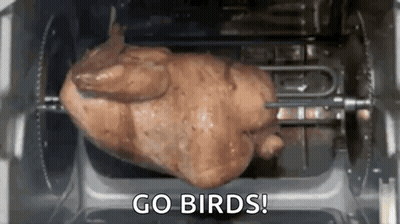 Roasted Chicken In Oven Saying Go Birds GIF