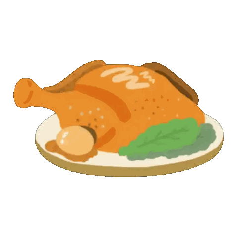 Roasted Chicken On Plate With Greens Sticker