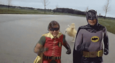Robin And Batman In A Car GIF