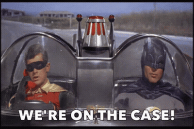 Robin And Batman On The Case In A Car GIF