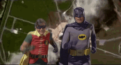 Robin And Batman Running Together GIF