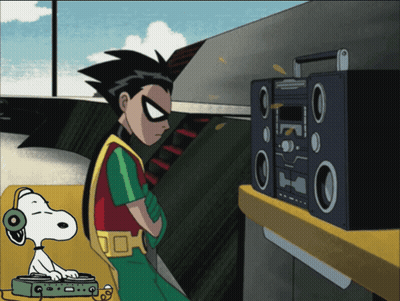 Robin And Snoopy Listening To Music On Radio GIF