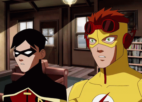 Robin And The Flash Are Standing Next To Each Other GIF