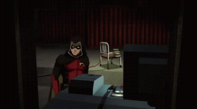 Robin Cartoon Character In Front Of Monitor GIF