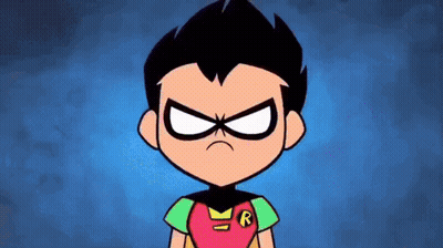 Robin From Teen Titans Go Angry Face Mask GIF