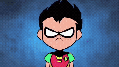 Robin From Teen Titans Go Making Angry Face In Superhero Costume GIF