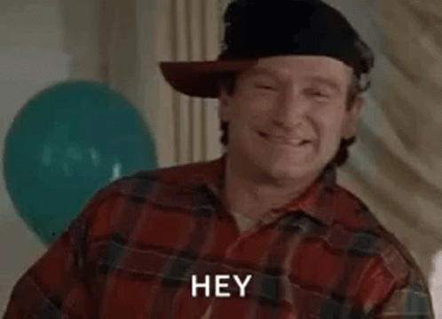 Robin Williams Is Wearing A Cowboy Hat And A Plaid Shirt And Saying Wazzup ? GIF