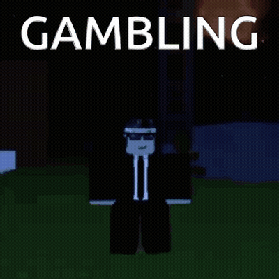 Roblox Character In Suit Dancing In Front Of Gambling Banner GIF