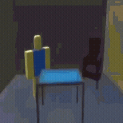 Roblox Character Next To Blue Chair GIF