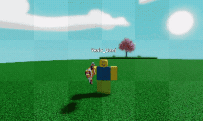 Roblox Character Saying Walk Dani in Grassy Field