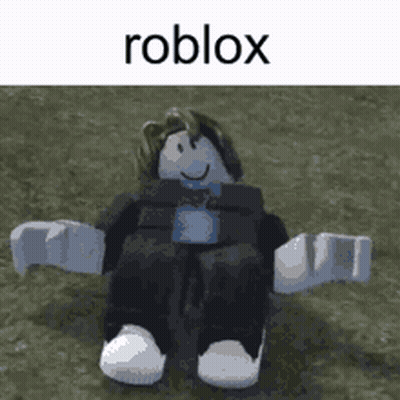 Roblox Character Sitting In Grass With Arms Outstretched GIF
