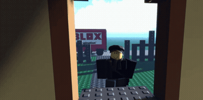 Roblox Character Standing In Front Of Blox Sign GIF