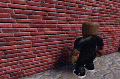 Roblox Character Standing In Front Of Brick Wall GIF