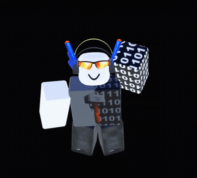 Roblox Character Wearing Sunglasses Holding Cube Saying 0011 GIF