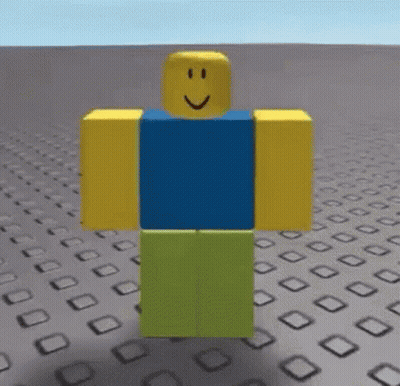 Roblox Character With Smiley Face Standing On Gray Surface GIF