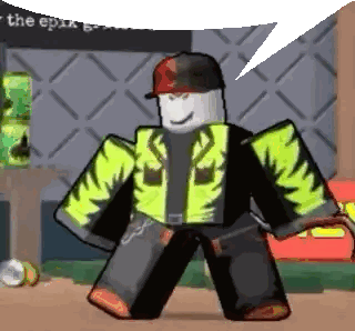 Roblox Character With Yellow Jacket And Red Hat Sticker