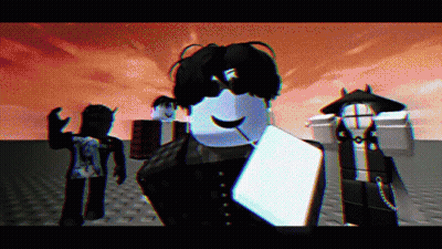 Roblox Characters Standing In Front Of Sunset GIF