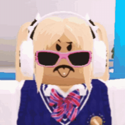 Roblox Girl With Headphones Sunglasses Mustache GIF