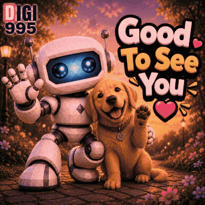 Robot And Dog Saying Good To See You GIF