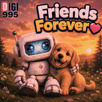 Robot And Puppy Friends Forever GIF
