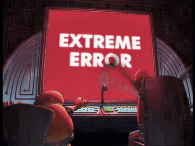 Robot At Desk With Extreme Error Screen GIF