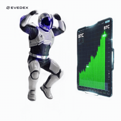 Robot Dancing In Front Of BTC Screen GIF