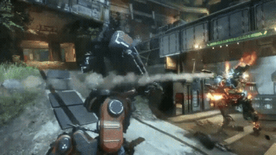 Robot Destroyed By Another Robot In Video Game GIF