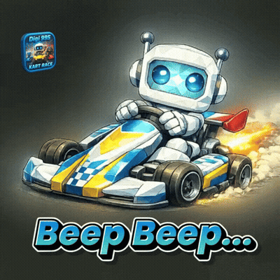 Robot Driving Go Kart Saying Beep Beep GIF